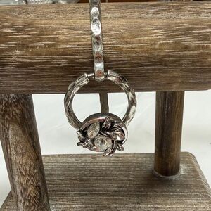 Silver Tone Ginger Snap Bracelet with Floral Design Charm